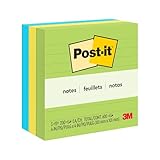 Post-it Notes, 4 in x 4 in, 3 Lined Sticky Notes Pads, 200 Sheets per Pad, Floral Fantasy Collection, New Year Organization or Second Semester School Supplies