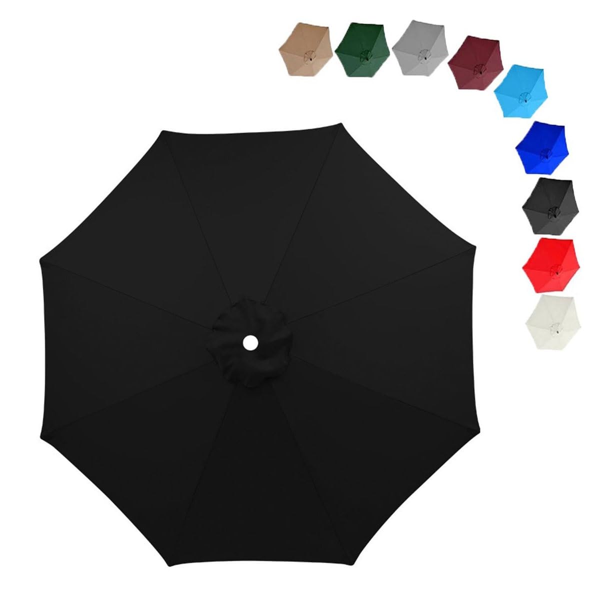 MObyat 230cm/270cm/300cm Patio Umbrella Replacement Canopy, 8 Arms Umbrella Canopy Cover, UV Protective Replacement Parasol Fabric Cover, Canopy Only(Black,230cm/90in)