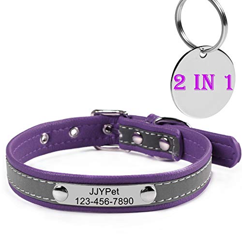M JJYPET Personalized Dog/Cat Collars Engraved Pet Collar with Name Plated,Reflective,Size Available:Extra-Small Small