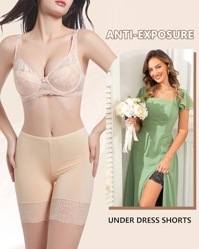 Anti Chafing Shorts Women Mesh Cooling Slip Shorts for Under Dresses Boyshorts Panties Lace under shorts3