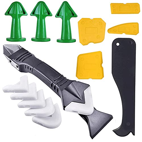 GJXJY Outils de Calfeutrage en Silicone Kit, Buse de Calfeutrage DOutil de Dissolvant de Mastic, avec Dissolvant Silicone Joint 3 en 1 pour Salle de Bain Cuisine Coin de Sol