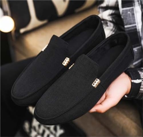 Mens Loafers Shoe Round Toe Cloth Loafer Shoes Flexible Lightweight Flat Heel Party Prom Slip-on2