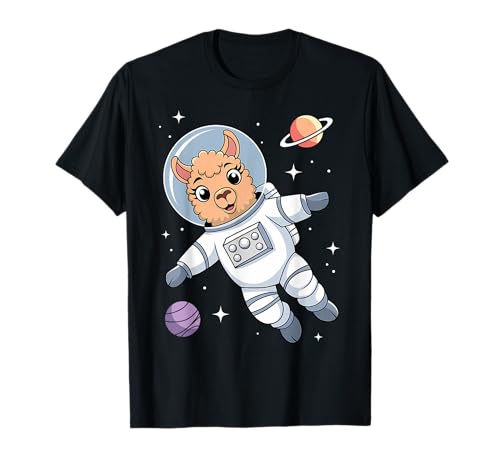Alpaca Linda Astronauta Espacio Exterior Kawaii Cute Alpaca Camiseta