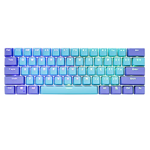 WHYSP 61 PBT Keycaps, RGB Backlit Keycap for 60% Mechanical Gaming Keyboard OEM Profile Blue Keycaps with Key Puller for Cherry MX Switches GH60/RK61/ALT61/Annie pro 2/Iqunix f60/I610T (Maran)