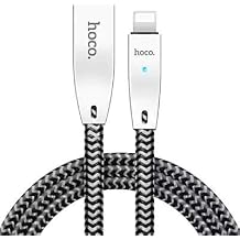 HOCO U11 Zinc Charging Cable Intelligent Power Off for Phone XS MAX XR X 8 8 Plus 7 7 Plus 6s 6s Plus Black
