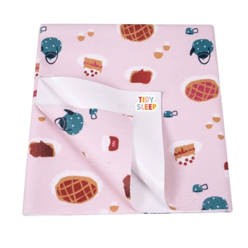 Image of Tidy Sleep Printed Baby Dry Sheet Waterproof Mattress Protector for Newborns | Soft Quick-Dry Bed Protector Mat | Reusable Leakproof Pee Pad for Bed, Crib & Travel Dry Sheet | Sweet Treat (Small)