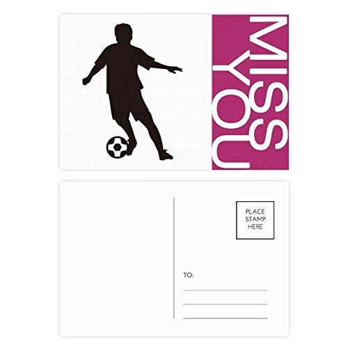 Carte postale football silhouette lot de 20 cartes de remerciement sport