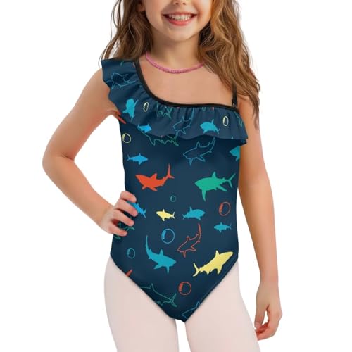 Girls One Piece Swimsuit One Shoulder Ruffle Bathing Suit Casual Summer Swimwear Trendy Swimming Wear for Beach Pool2