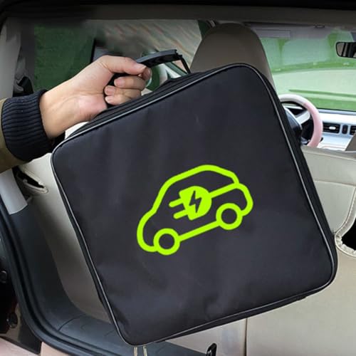 Bolsa de tela oxford negra de diseño cuadrado moderno para guardar cables de carga 6