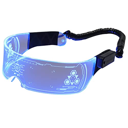Futuristic LED Visor Glasses USB Rechargeable 7 Colors 4 Modes Light Up Flashing Glasses Monoblock Shield For Party