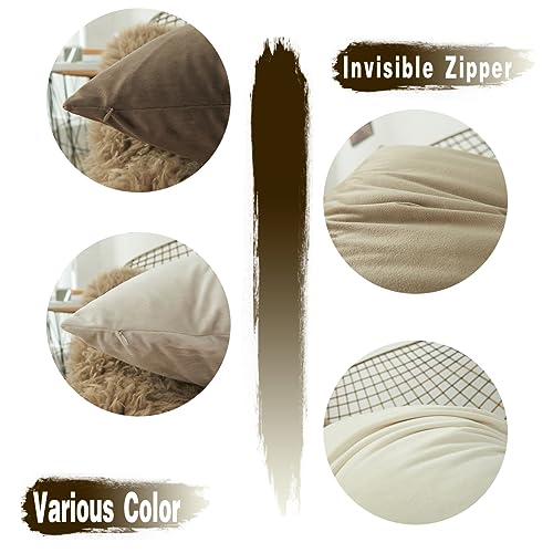 GONOVE Cushion Covers 40cm x 40cm Soft Velvet Colorful Plain Pillowcase Set of 4 Square Decorative Throw Pillow Cover for Home Sofa Bed Chair Neutral Series - Image 3