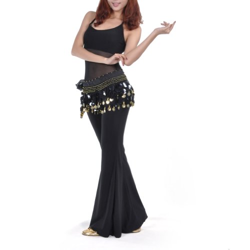 Chiffon Dangling Gold Coins Belly Dance Hip Scarf, Vogue Style2