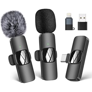 HMKCH Wireless Lavalier Microphone for Phone/iPhone/Computer, Dual Wireless Microphone for Video Recording, Live Stream, Vlog, YouTube, TikTok, Facebook, Zoom – Noise Reduction & Plug-Play
