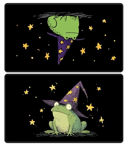 Playmat for MTG, Card Game Mat Non-Slip Rubber Base and Stitched, 24 x 14 inch TCG Play Mat for MTG and Other Card Games (NO Zones 2 Pack), Cute Magic Frog