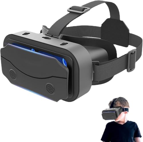 VR Headset for Smartphone 3D Virtual Reality Glasses with Anti Bluelight Lens Adjustable Pupil Distance Support Myopia 0 to 600 Degrees for 4.7 to 7.2 Inch Phone for Movies Games Black