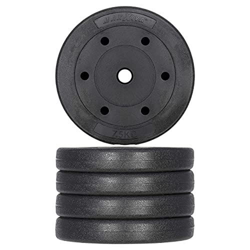 Foto von MAXXIVA Hantelscheiben-Set Zement 2 x 7,5kg Ersatzgewichte für den Muskelaufbau Krafttraining Fitness-Zubehör Gewichtheben Gewichtsscheiben 15 kg