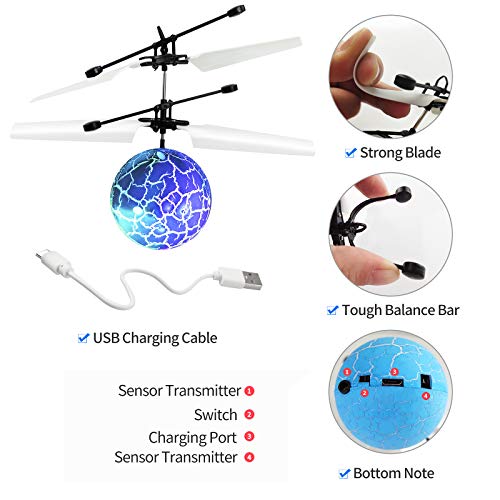 Flying Ball Toys, RC Toy for Kids Boys Rechargeable Light Up Ball Drone Infrared Induction Helicopter with Remote Controller for Indoor and Outdoor Games Girls Gifts for Teens 2 PCS