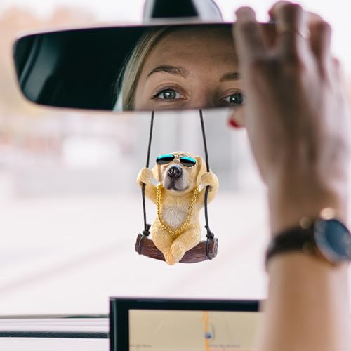 Seyrnicay Auto-Ornament mit schwingendem Hund, Hundeanhänger für Rückspiegel – lustige Auto-Aufhängung, Dekoration für LKW, Van, Limousine, Wohnmobil und Fahrzeug