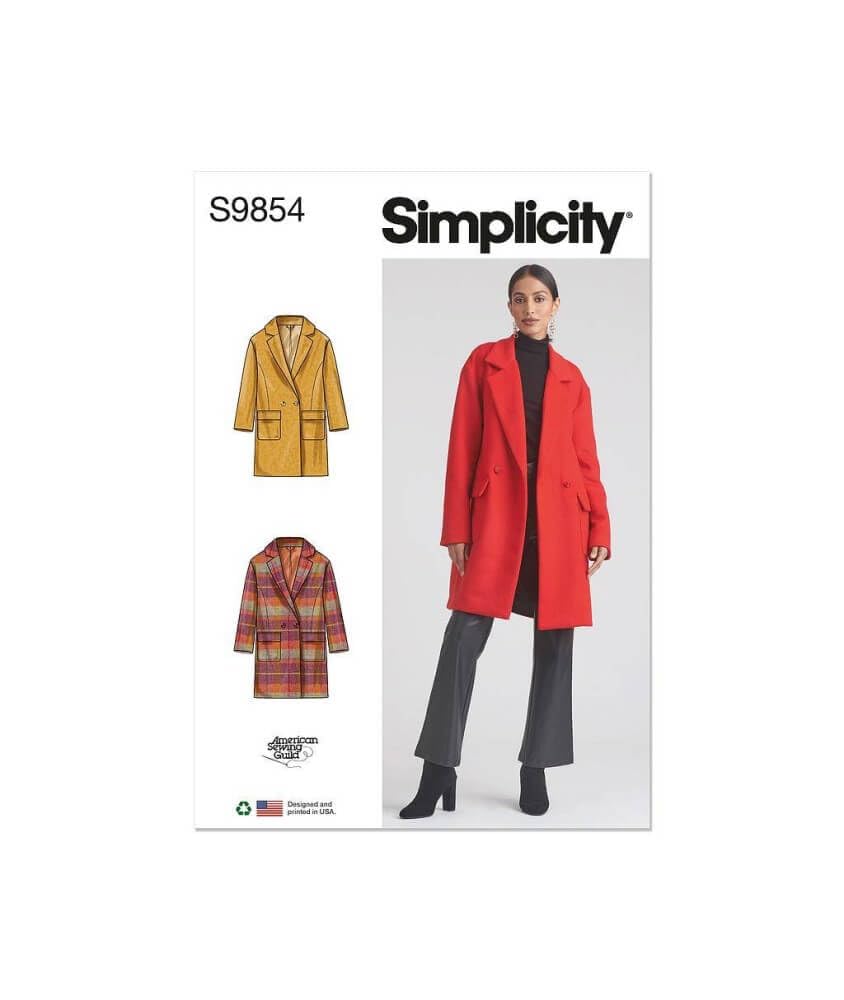 Patron manteau doublé femme Simplicity SS9854Y5 de l'American Sewing Guild