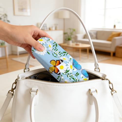 Image of Glasses Case Hard Shell,Portable Protective Eyeglasses Case, Eyeglass Holder Box with Cleaning Cloth,for Women Men