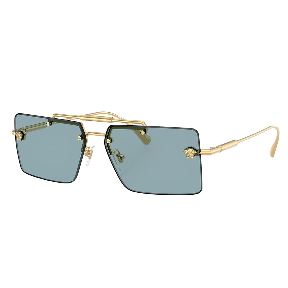 Versace Women's Gold/Blue Ve2245 100280 Woman Sunglasses Metal Squared Normal