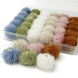 ファーボール カン付き 16mm 6色36個セット アイボリー アクセサリーパーツ (グレージュ・ブルー・ピンク・カーキ・キャメル)