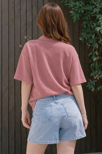 Image of Zilcon Oversized Tshirts for Women V-Neck Summer Short Sleeve Casual Loose Top