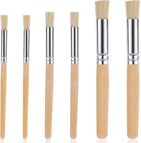 6 PCS Wooden Stencil Brushes Set for Art Painting