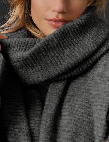Huaqiao Womens Thick Ribbed Warm Scarf Kint Wrap Chunky Long Loose Scarf3