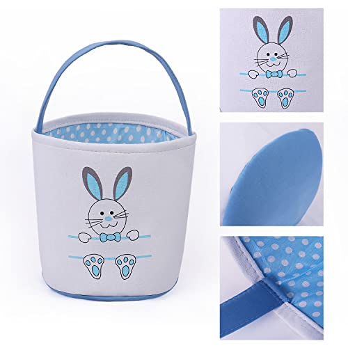 Image of Easter Bunny Baskets for Kids Empty Egg Hunt Bags, Rabbit Buckets with Handle for Carrying Candy Cute Stuffed Easter Festival Gifts