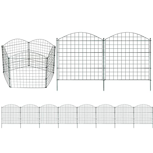 Sonnewelt Valla de estanque valla de jardín valla de metal elementos de valla de jardín recinto de animales valla al aire libre para perros 10 elementos de valla, 12 barras de fijación (arco superior)