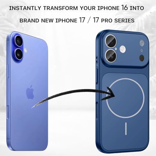 Image of SHINESTAR Converter Case for iPhone 16 | Premium Protective Mag-Safe Cover | iPhone 17 Pro / 17 Pro Max Series Style Design | in-Built Camera Guard | Wireless Charging Compatible - Blue