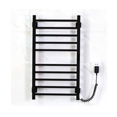 WQPMNYG Toallero calefactable de Acero Inoxidable, Color Negro, para Albornoces, Mantas y Pijamas. Secatoallas de Pared de Calentamiento rápido.