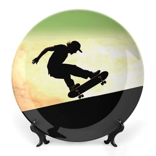Plato Decorativo Skateboard Bone China Estilo Chino 6 pulg miniatura 1