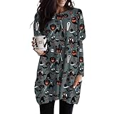 GLIGLITTR Halloween-Sweatshirts für Damen, Rundhalsausschnitt, Kürbis-Langarm-Pullover, Tops, Vintage, übergroße Hemdbluse, Kleidung, Grau-A, XX-Large