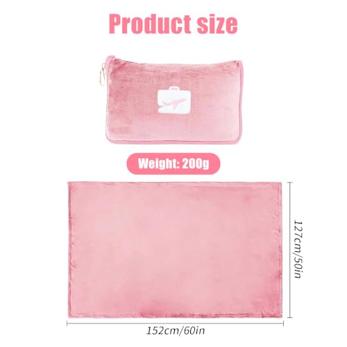 LUFEIS Travel Blanket and Pillow, 2 in 1 Airplane Blanket with Soft Bag Pillowcase, Portable Travel Blankets with Hand Luggage Belt and Backpack Clip, Ideal for Long Flights, Camping (Pink) - Image 4