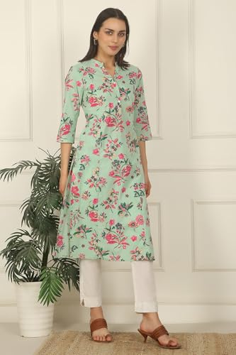 Image of W for Woman Swiss Dot Textured Cotton Straight Kurta