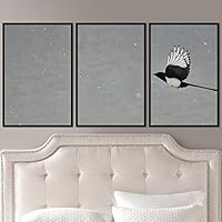 3 Piece Framed Canvas Wall Art Black and White Birds Canvas Prints Home Artwork Decoration for Living Room,Bedroom - 16