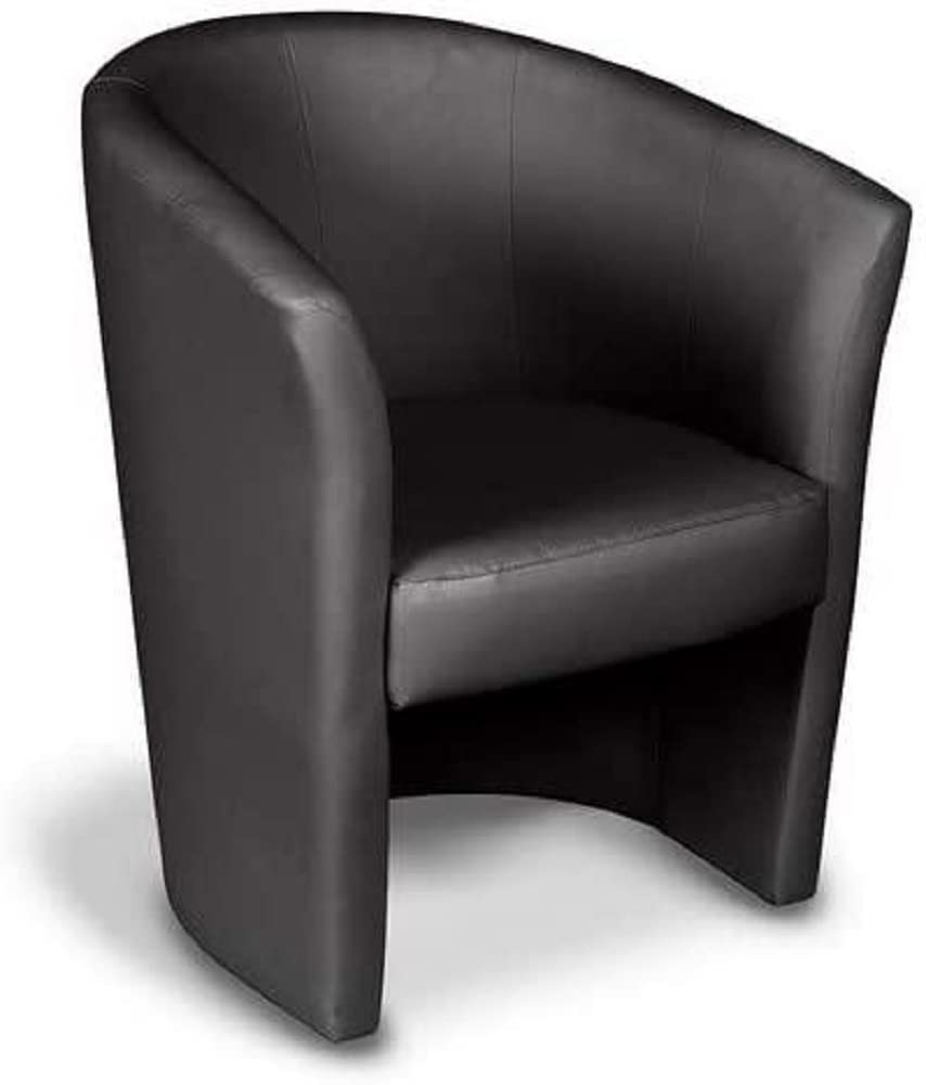Dmora - Sessel Abrera, Wohnzimmersessel, gepolsterter Sitz, Stuhl mit Armlehnen aus Kunstleder, 64x63h76 cm, Schwarz