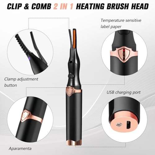 Beheizte Wimpernzange, Elektrische Wimpernzange für 10S Schnelles Aufheizen für sofortigen Glamour, Natürliches Wimpernbiegen für 24 Stunden für Damen Make-up Werkzeuge
