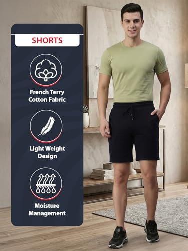 Image of Lux Cozi Men's Cotton Regular Fit Solid Shorts with Side Pockets | Shorts for Men | Pack of 1