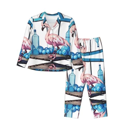 Pyjama cardigan pour femme flamant rose ensemble de nuit homewear respirant
