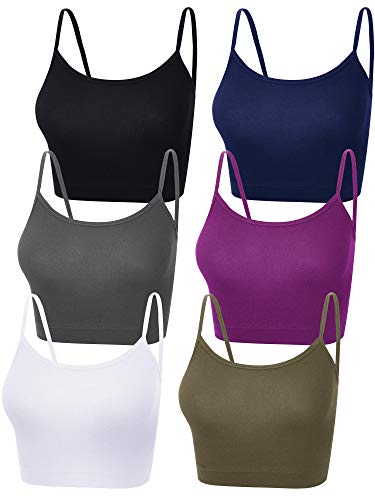 Image of SATINIOR 6 Pack Women Crop Tops Cropped Tank Top Bundle Sleeveless Spaghetti Strap for Sports Yoga
