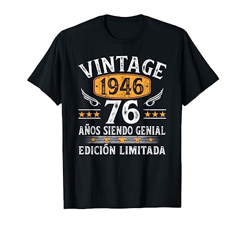 76 Años Cumpleaños Hombre Mujer Vintage 1946 Nacido En 1946 Camiseta