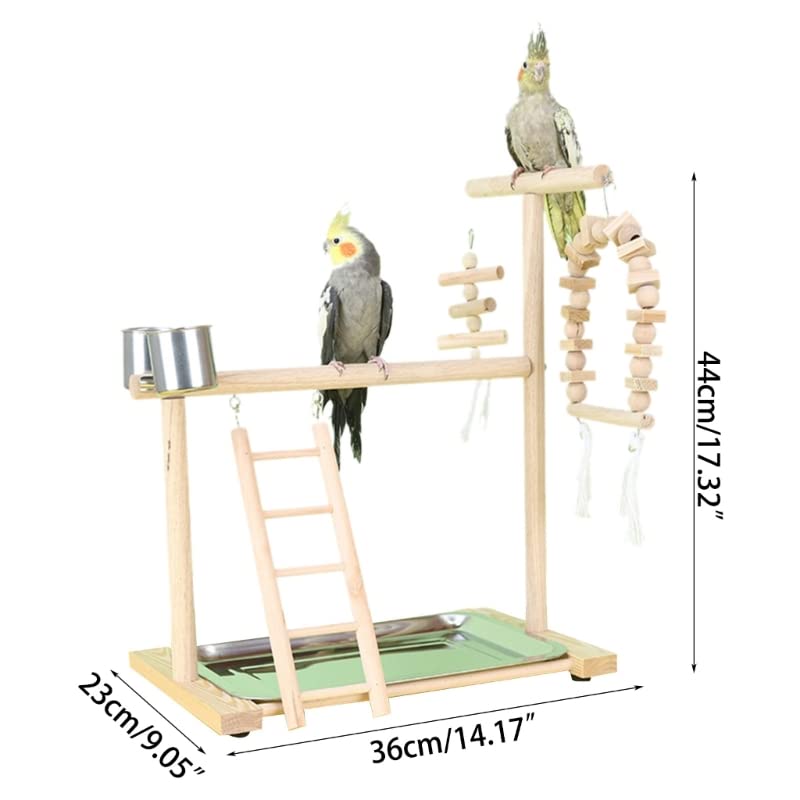 Percha para pájaros Soporte de Percha for pájaros, Soporte Juegos for Loros con Bandeja Acero Inoxidable, Vasos alimentación, Escalera, Columpio, Juguete for Masticar for