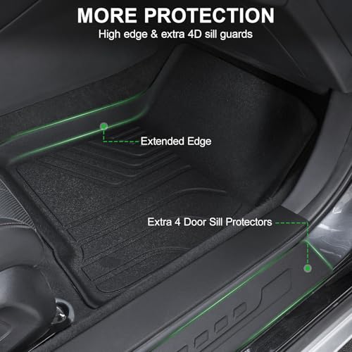 Image of Floor Mats for Honda Accord 2023-2025 2026 (Include Gasoline & Hybrid), TPE All Weather Durable Floor Liners Door Sill Guards for Honda Accord Accessories