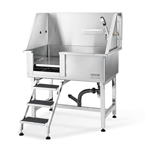 VEVOR 38" Pet Dog Bathing Station w/Ramp, Professional Stainless Steel Dog Grooming Tub w/Storage Drawer, Floor Grate, Faucet, Dog Bathtub for Large,Medium,Small Pets, Washing Sink for Home(Left) VEVOR 38 Pet Dog Bathing Station wRamp Professional Stainless Steel Dog Grooming Tub wStorage Drawer Floor Grate Faucet Dog Bathtub for LargeMediumSmall Pets Washing Sink for HomeLeft