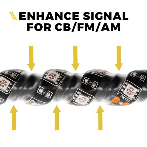 image for Xprite 4FT CB Radio Antenna with Spiral RGB LED Whip Light, App & Remo