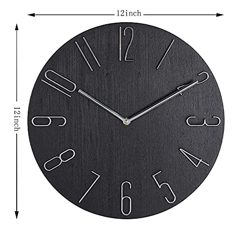 Clwjkh 12 Inch Wall Clock Silent Non Ticking - Quality Quartz Battery Operated Round Easy To Read Modern Simple Style Decor Clock For Home/Bedroom/Kitchen/Living Room/Office/School #TOP2