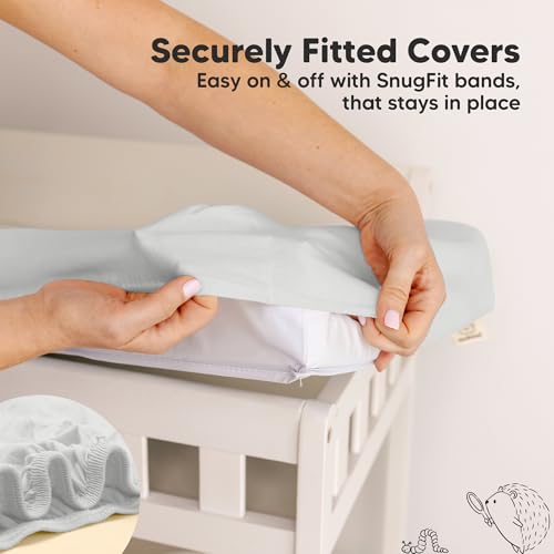 Image of 2-Pack Baby Changing Pad Cover for Girl, Boy - 34x18 Soft Viscose Derived from Bamboo Baby Diaper Changing Table Pad Cover Sheets, Neutral, Snug Fit Nursery Diaper Change Sheets (French Gray)